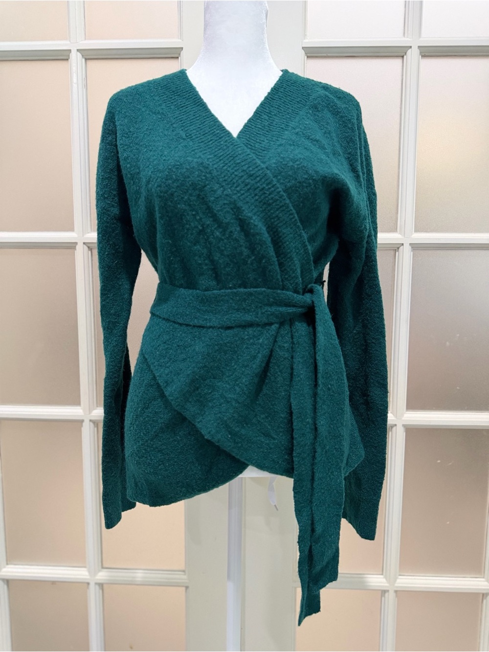 Express Wrap Belted Sweater Cardigan - Deep Teal